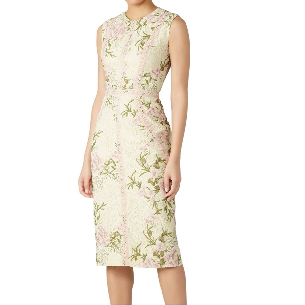 DRESS THE POPULATION Lace Floral Lace Midi Dress size Small (NWT)